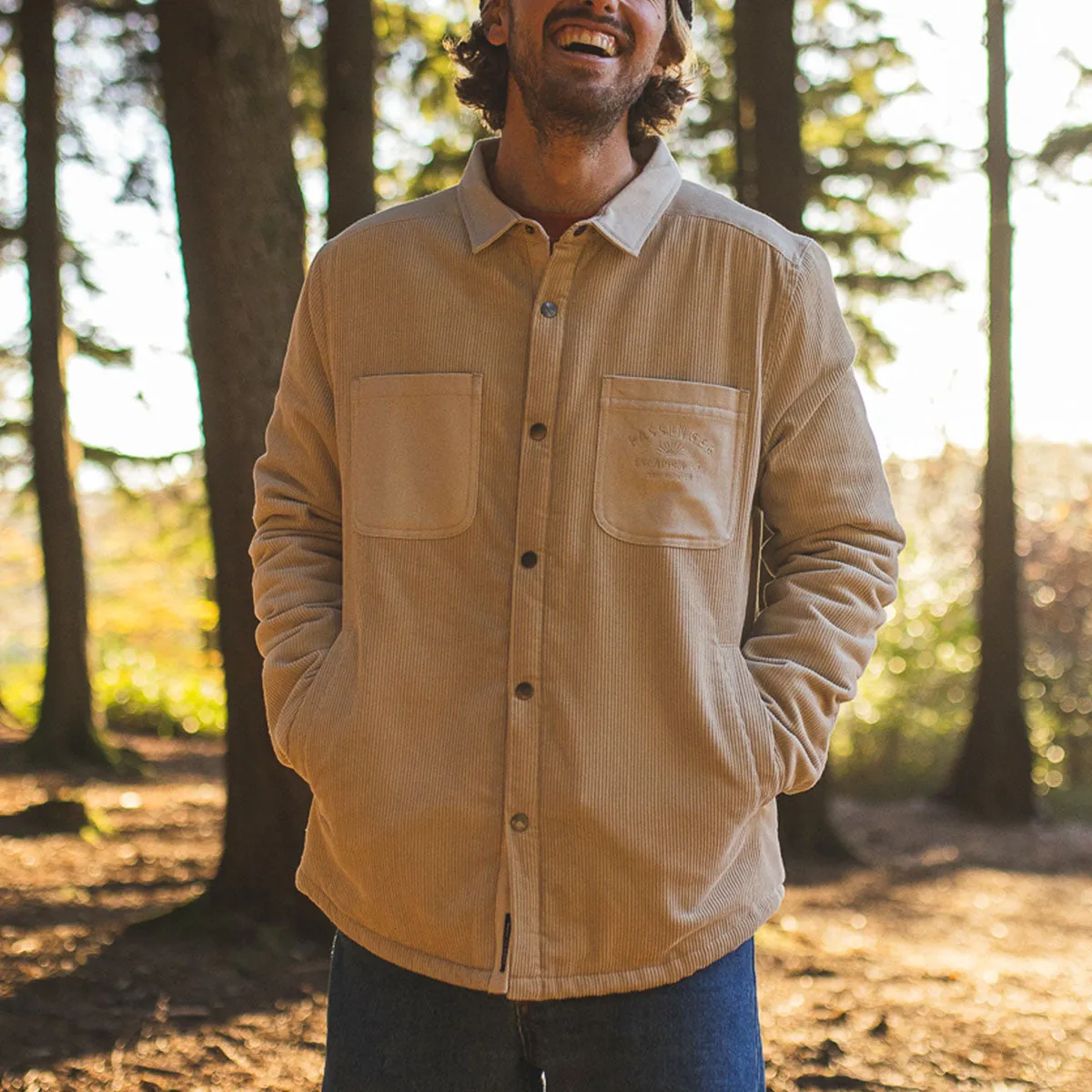 Kodiak Sherpa Lined Cord Overshirt - Feather Grey