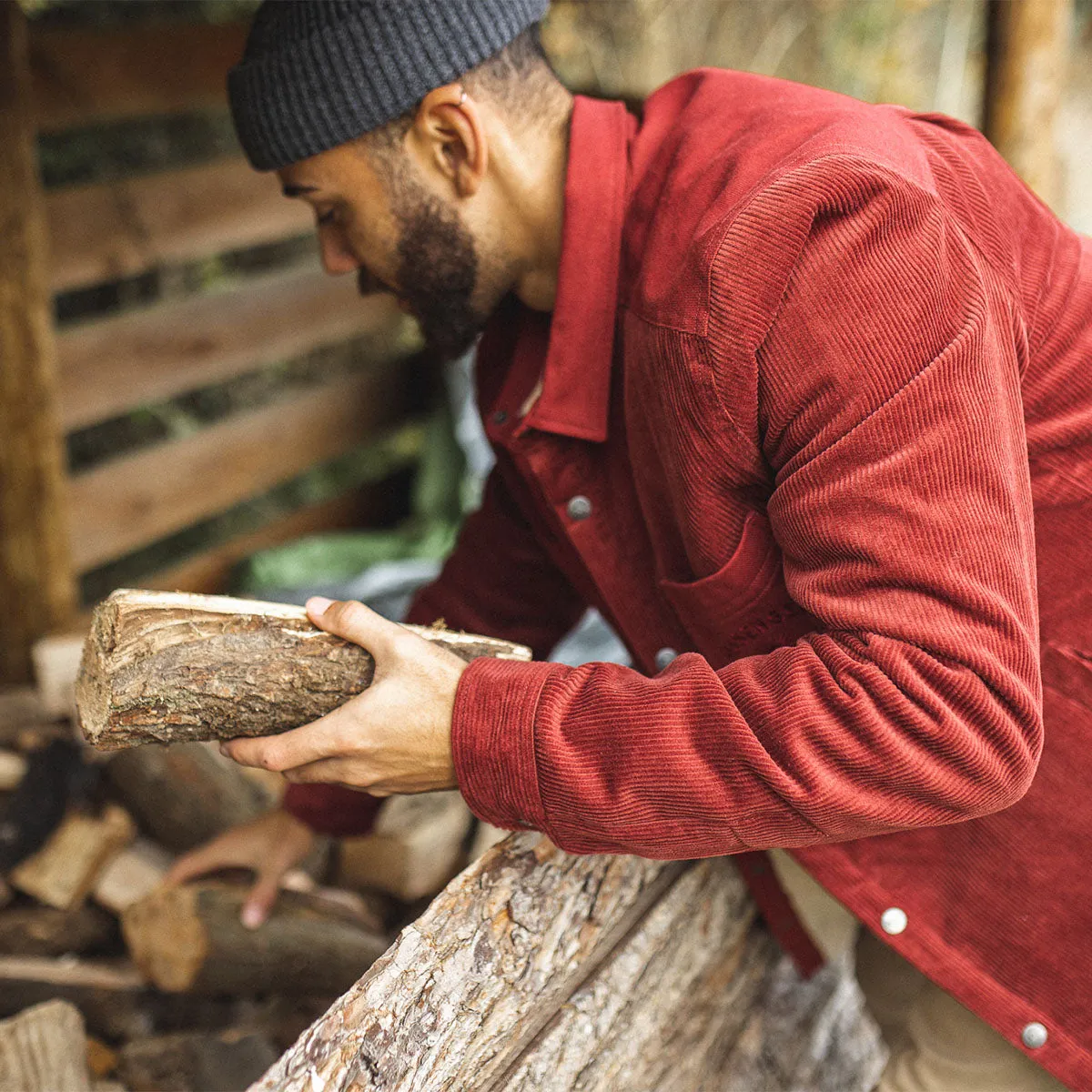 Kodiak Sherpa Lined Cord Overshirt - Russet Brown