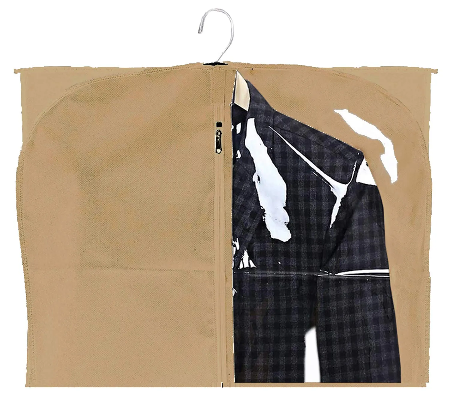 Kuber Industries Half Transparent 12 Pieces Non Woven Men's Coat Blazer Cover (Brown) - CTKTC030927