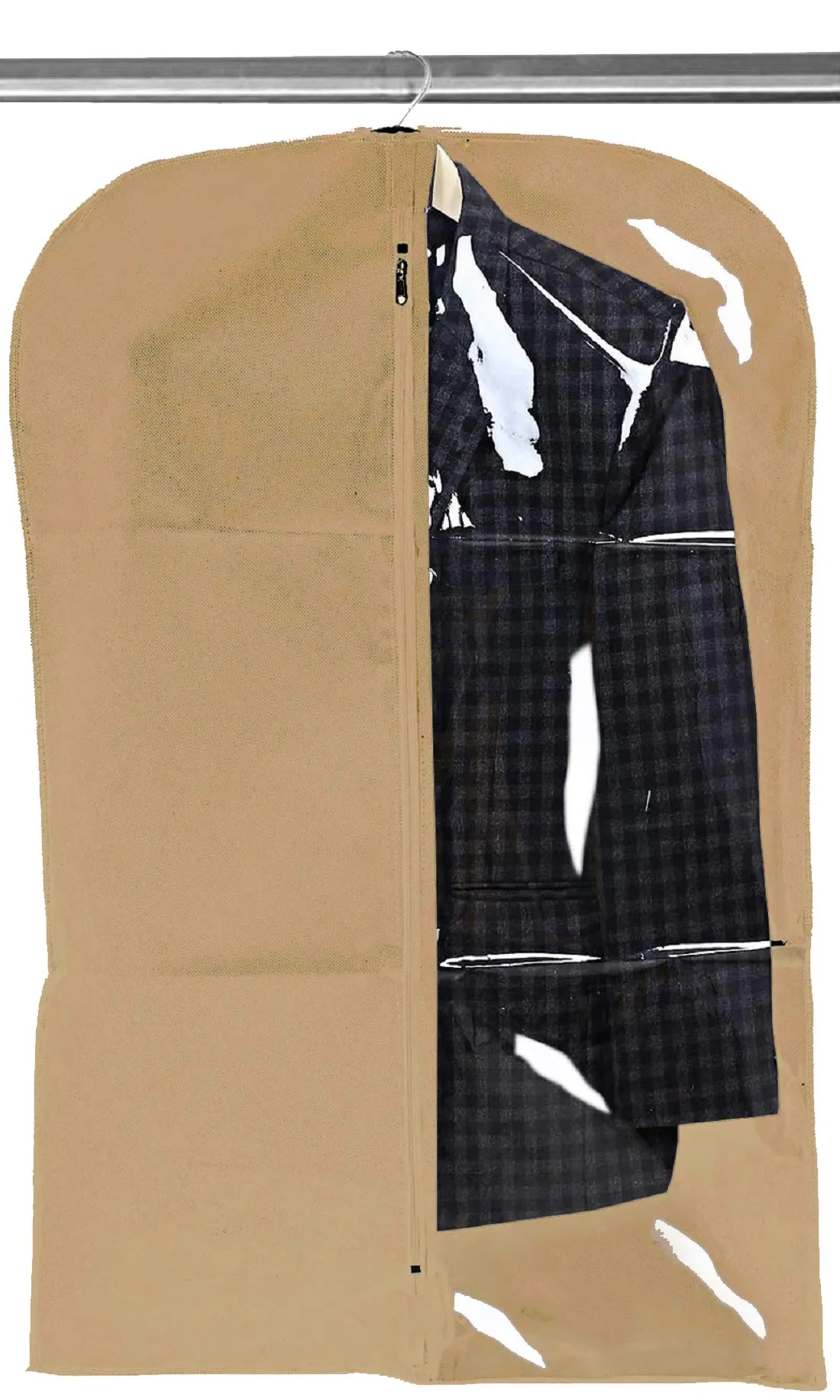 Kuber Industries Half Transparent 12 Pieces Non Woven Men's Coat Blazer Cover (Brown) - CTKTC030927