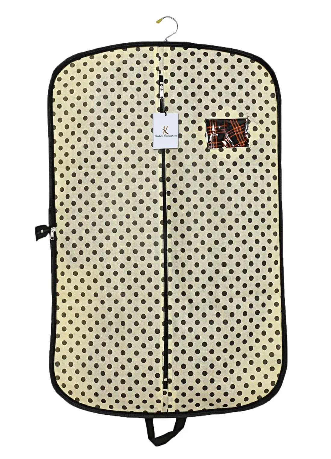 Kuber Industries Polka Dots Printed 12 Pieces Foldable Non Woven Men's Coat Blazer Cover (Cream) -CTKTC43370