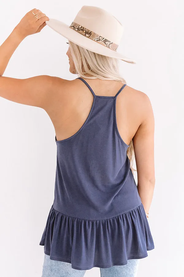 La Vida Vacay Shift Tank in Navy