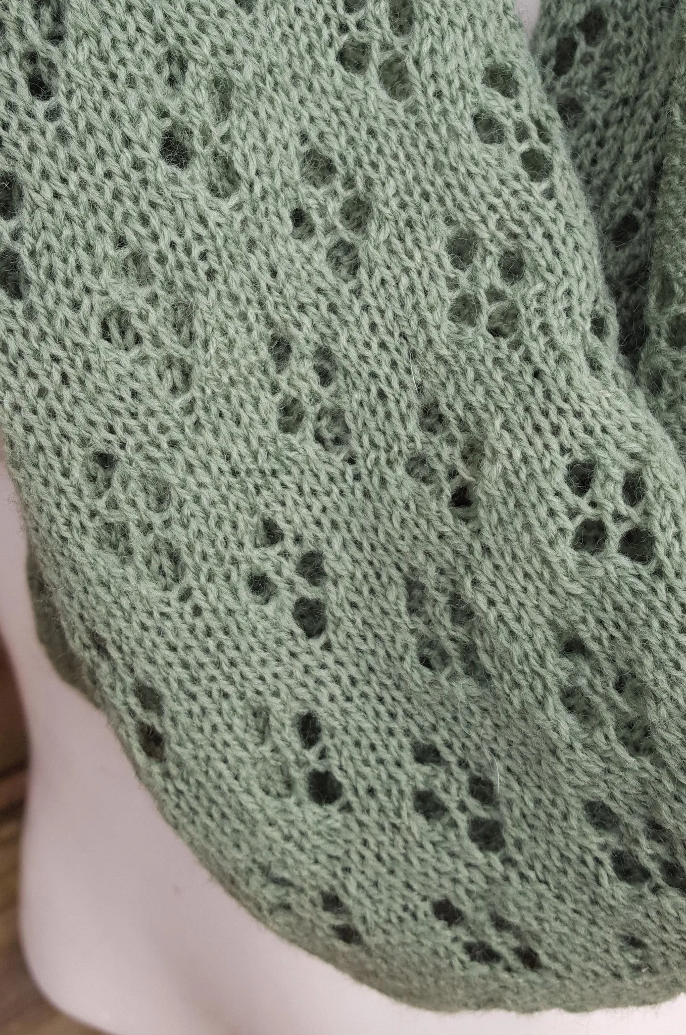 Lambswool  lace infinity scarf in lovat green