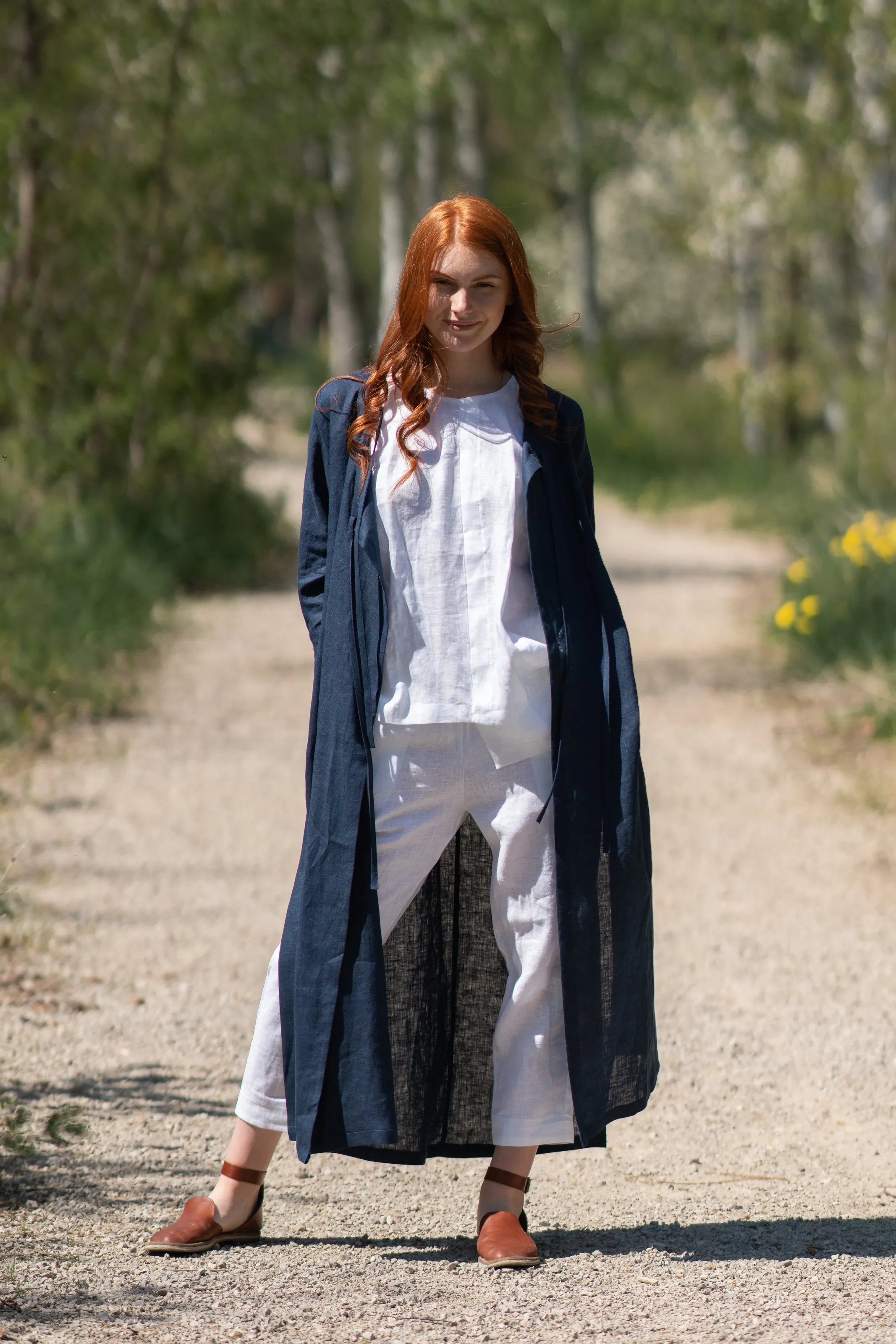 Linen Cardigan with Slits