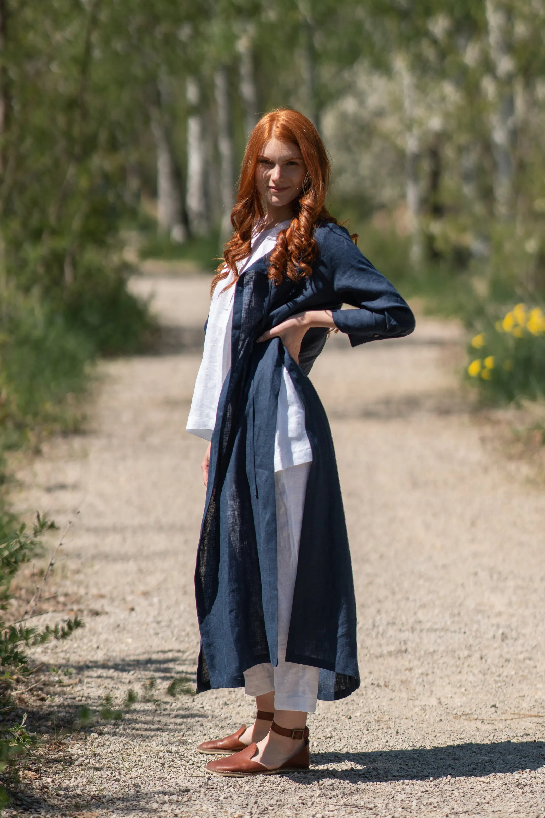 Linen Cardigan with Slits