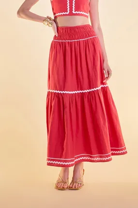 Linen Maxi Skirt with Ric Rac Trim