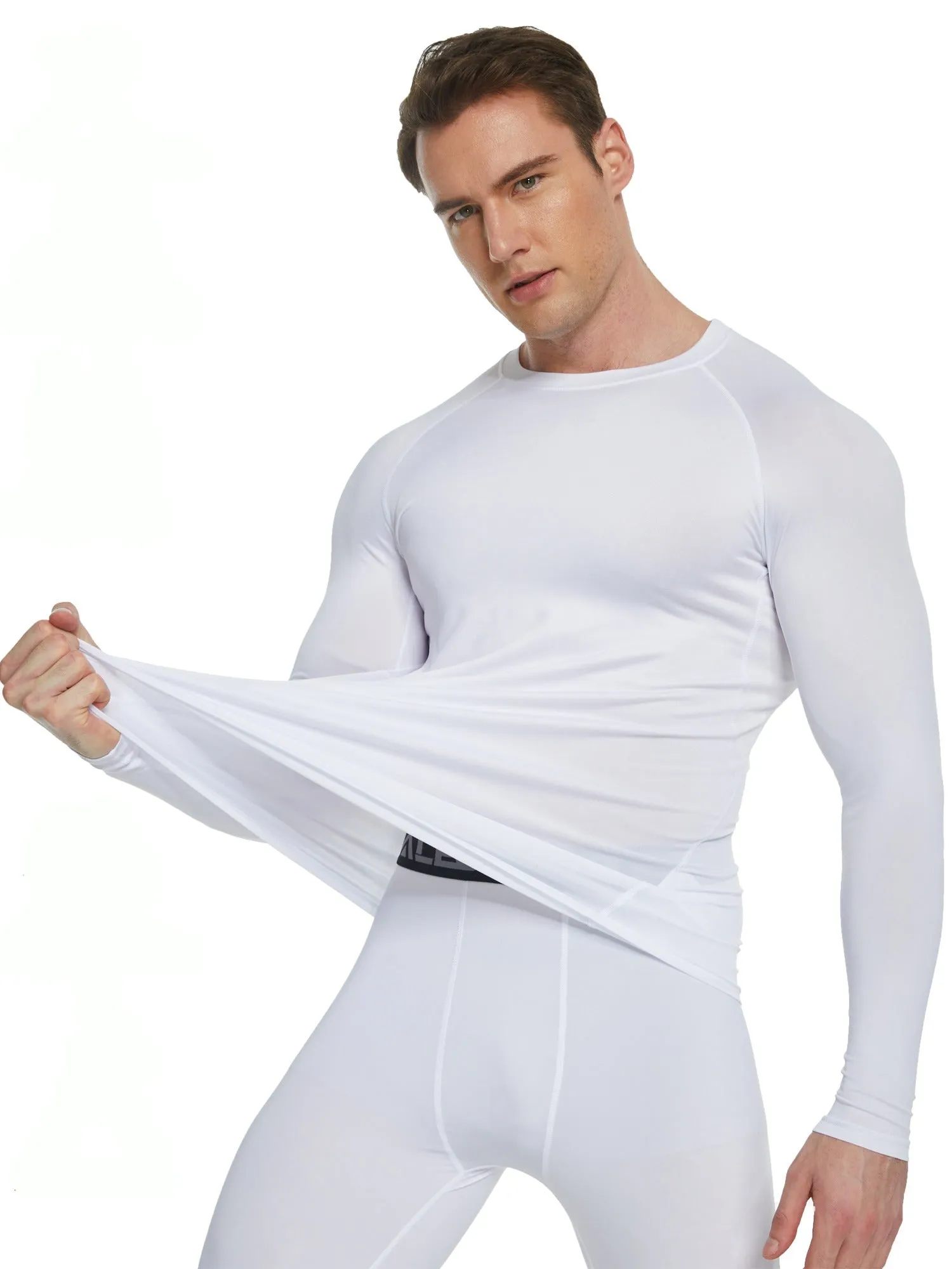 Long Sleeve Athletic Base Layer Workout T Shirt Gym Running Black/White