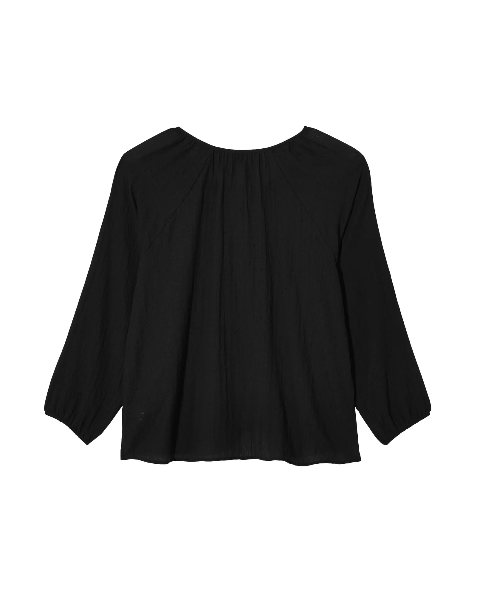 Lorraine Long Sleeve Woven Peasant Blouse | Black