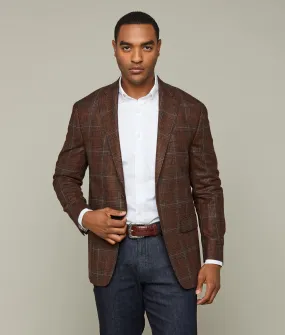 Lucchese Sport Coat :: Brown Tan/Teal Plaid