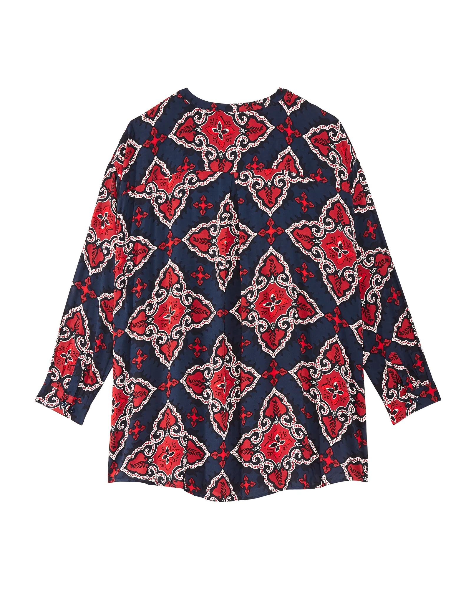 Lydia Long Sleeve Tunic Blouse | Navy / Red