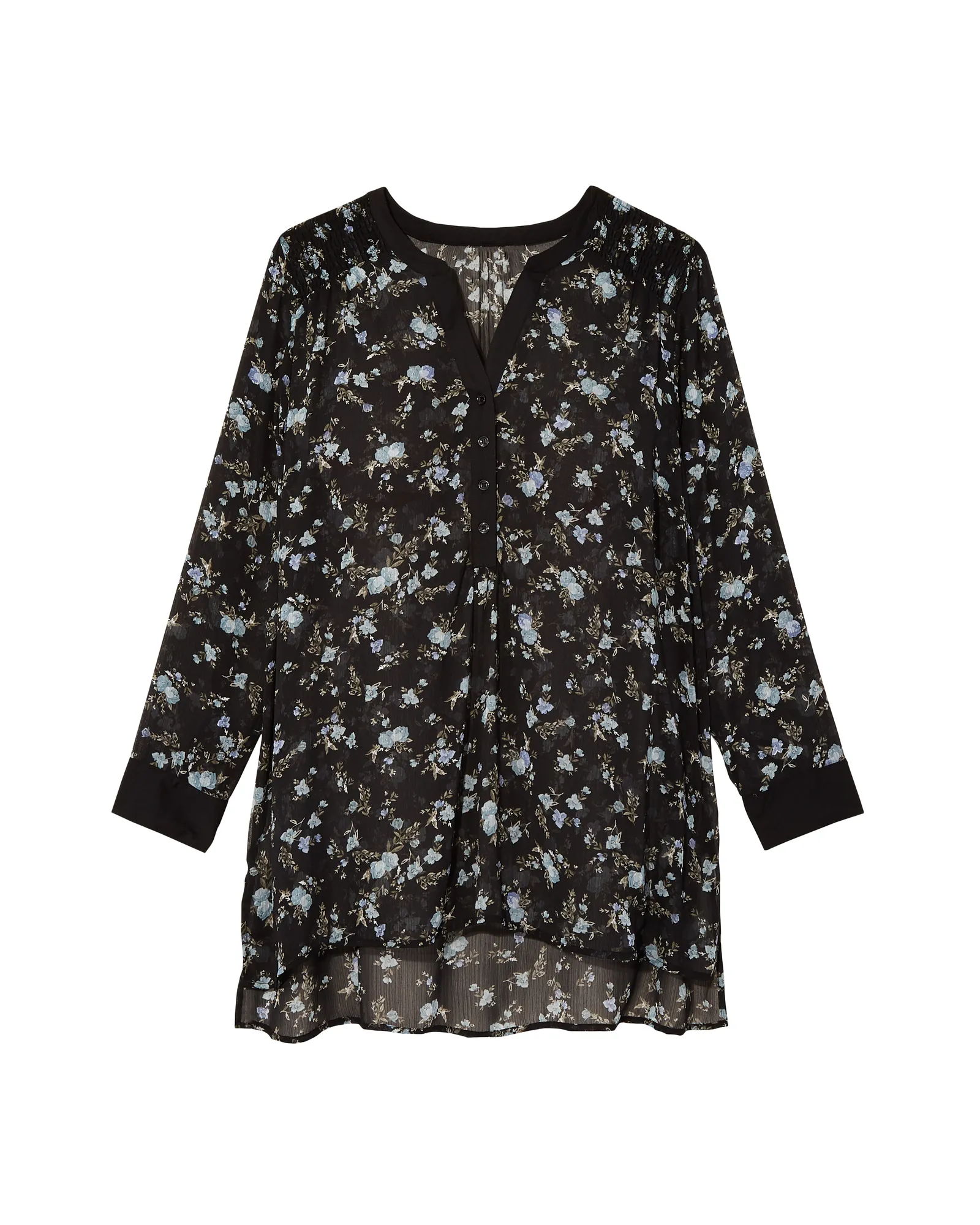 Maddy Tunic Blouse | Black / Light Blue