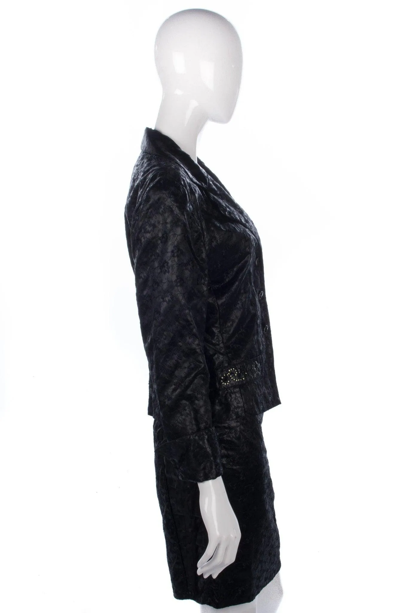 Marilyn Hattersley Skirt Suit Black embroidered and Sequin Material Size10/ Small