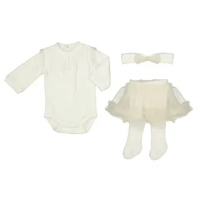 MAY White Onsie Tutu 3 Pc Set