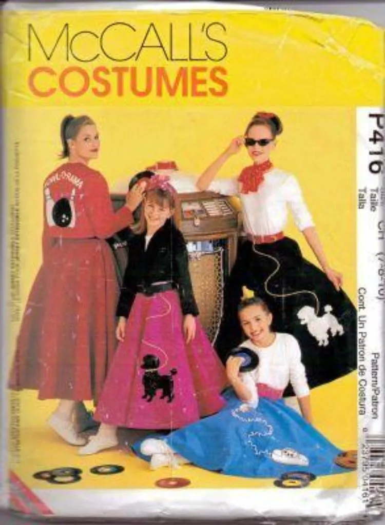 McCall's P416 Girls Poodlle Skirt Jacket 50's Halloween Costume Vintage Pattern