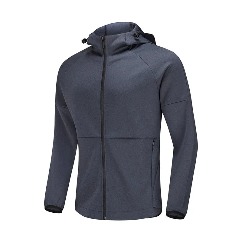 Men Running Hoodies Fitness Sport Jacket Gym Male Sportwear Workout Coat Jogging Hooded Zipper Shirt Outdoor Sweatshirt Keepwarm