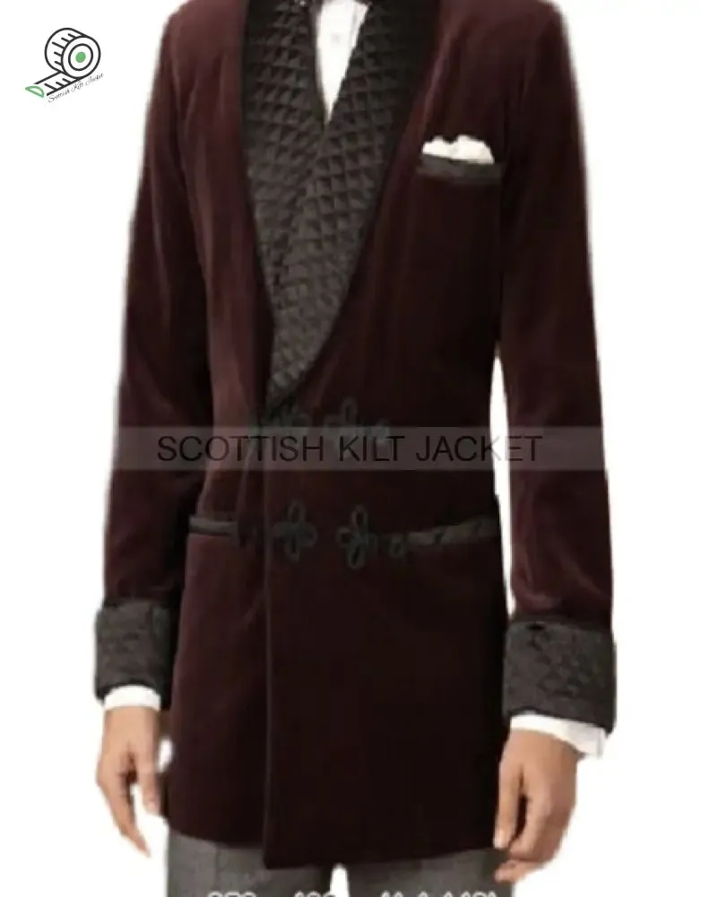 Men's Burgundy Velvet Jacket: Coat Blazer for Hosting Evening Parties