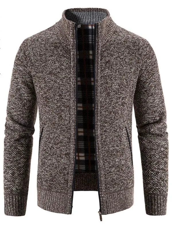 Men's casual stand collar knitted jacket