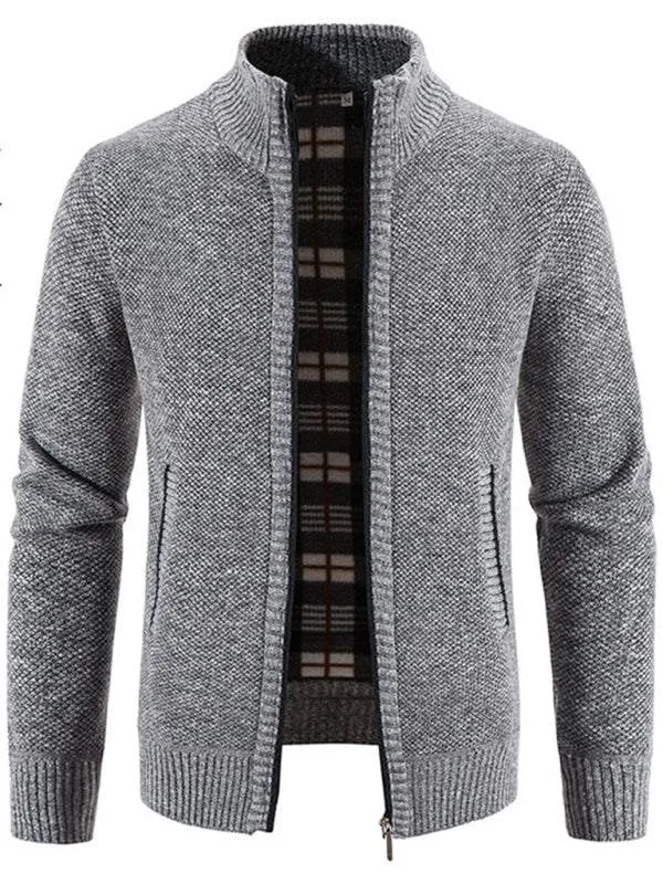 Men's casual stand collar knitted jacket