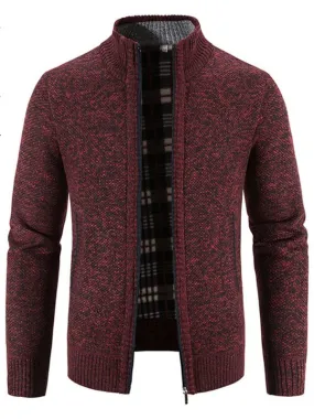 Men's casual stand collar knitted jacket