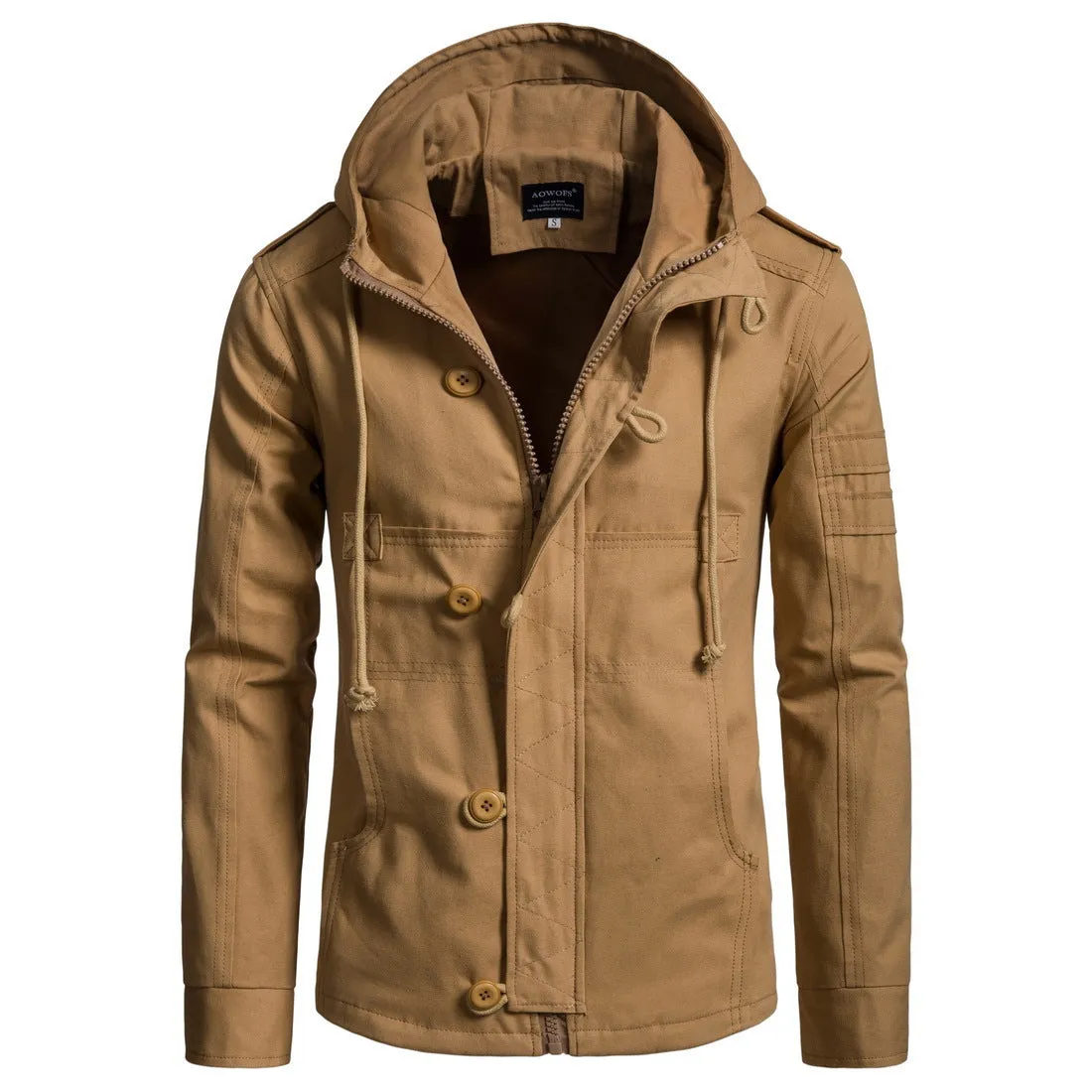 Men's Draw-String Hooded Light Jacket