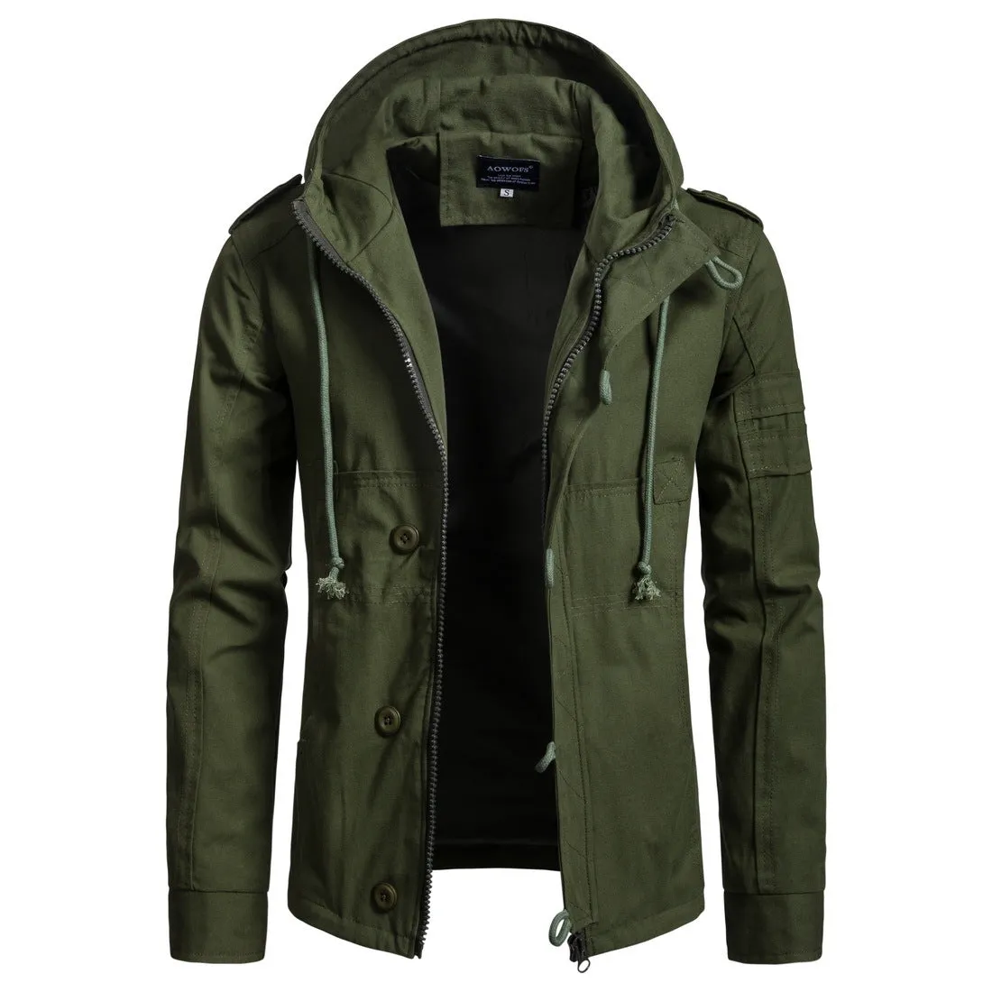 Men's Draw-String Hooded Light Jacket