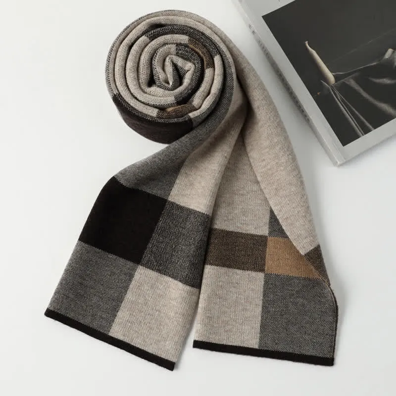 Men's Leisure Business Plaid Pure Wool Scarf