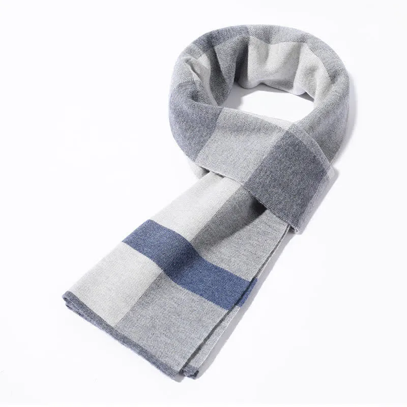 Men's Leisure Business Plaid Pure Wool Scarf