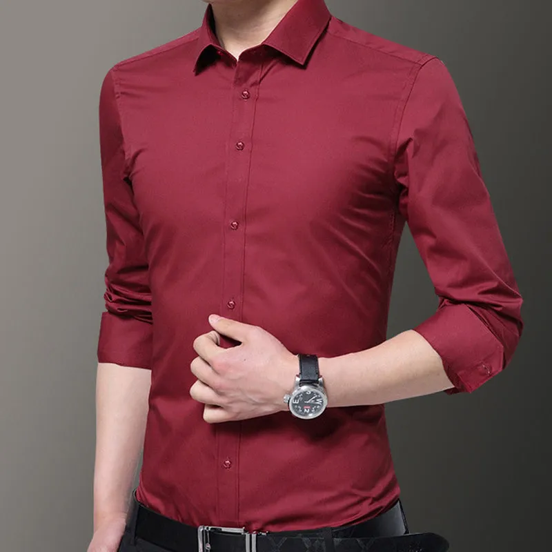 Men's slim fit elastic shirt