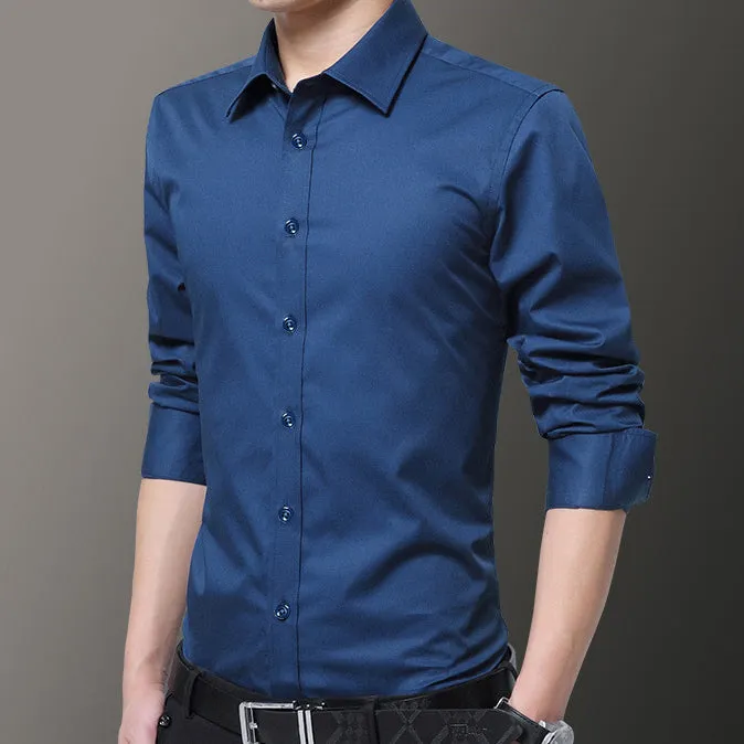 Men's slim fit elastic shirt