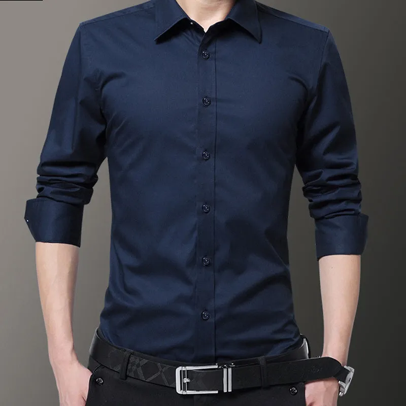 Men's slim fit elastic shirt