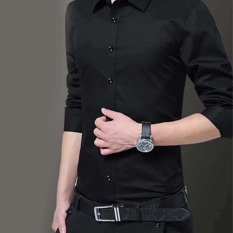 Men's slim fit elastic shirt