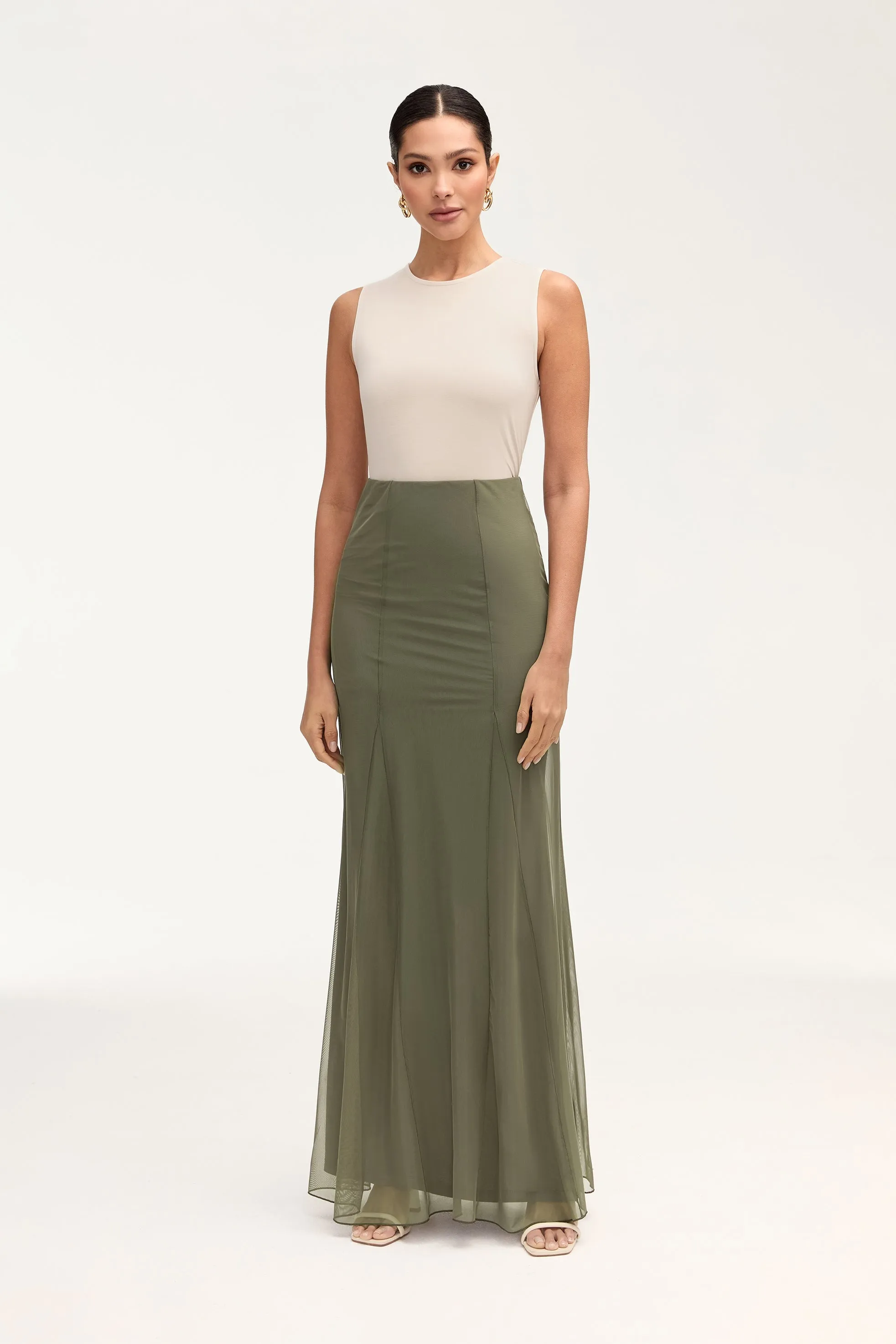 Milia Maxi Skirt - Smokey Olive