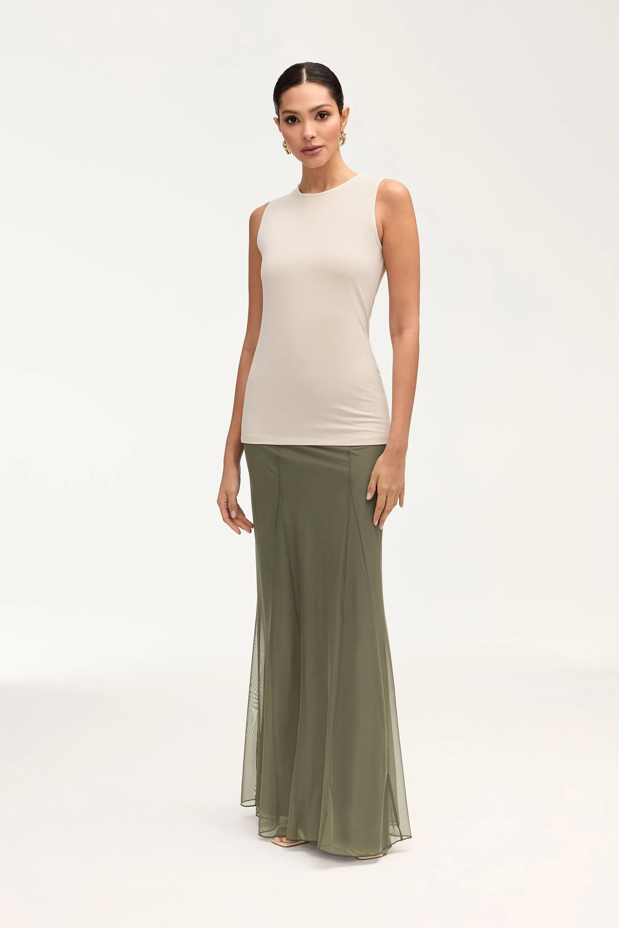 Milia Maxi Skirt - Smokey Olive