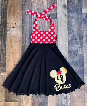 Minnie Mouse Red White Polka Dot Birthday Girl Dress