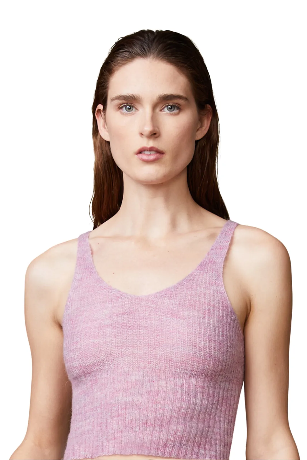 Mohair V-Neck Tank, Raspberry Rose