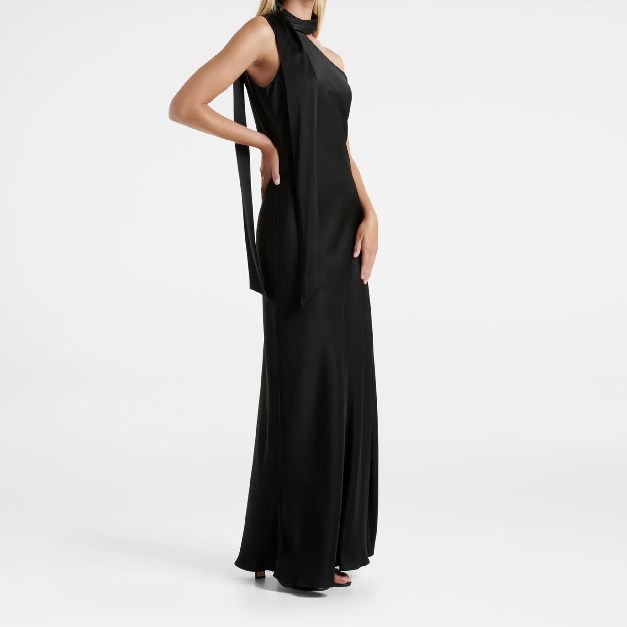 Monochrome luxe wrapped neckline Dress J7030