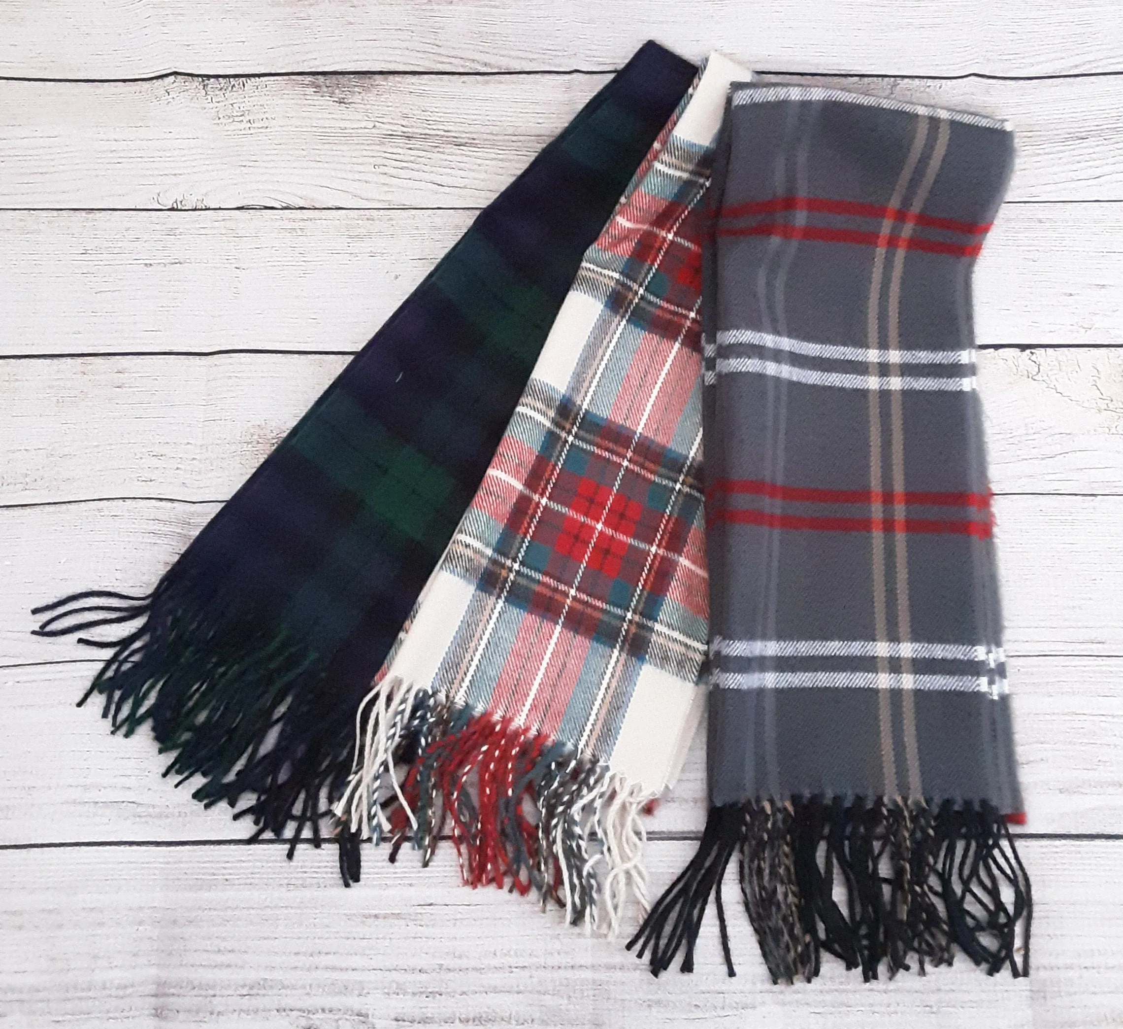 Monogrammed  Tartan Plaid Muffler Scarf - Monogrammed Plaid Blanket Scarf, Bride