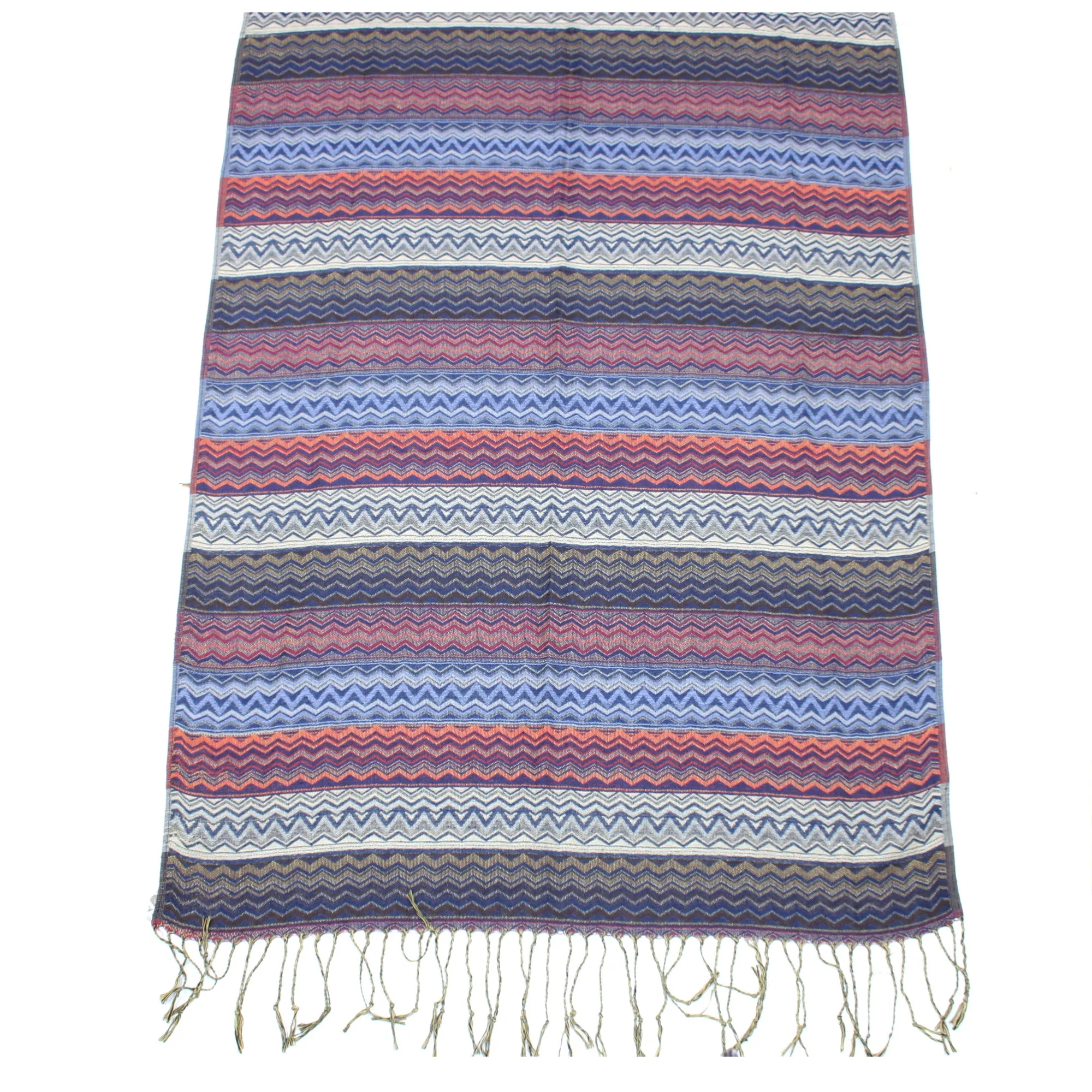 Multi Tone Zig Zag Print Pashmina with Tassels