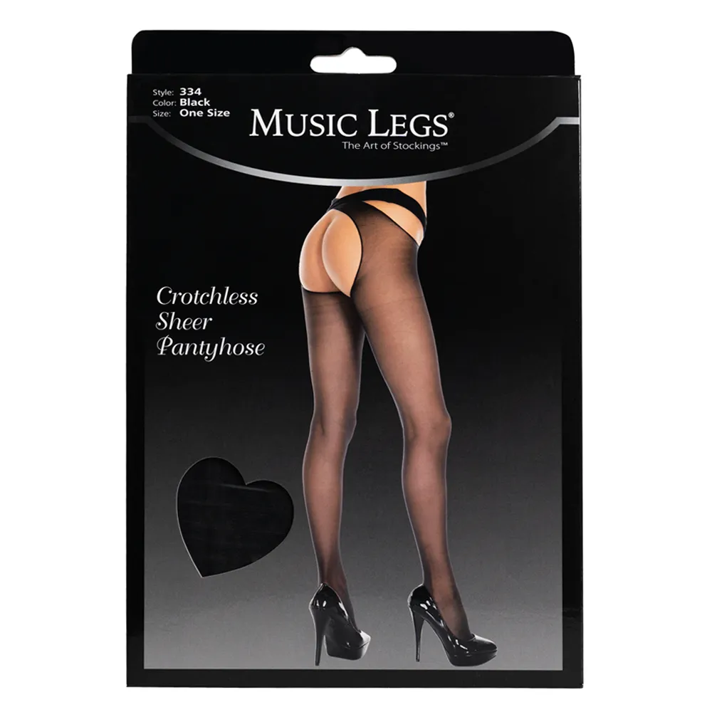 Music Legs Sheer Crotchless Criss-Cross Suspender Pantyhose