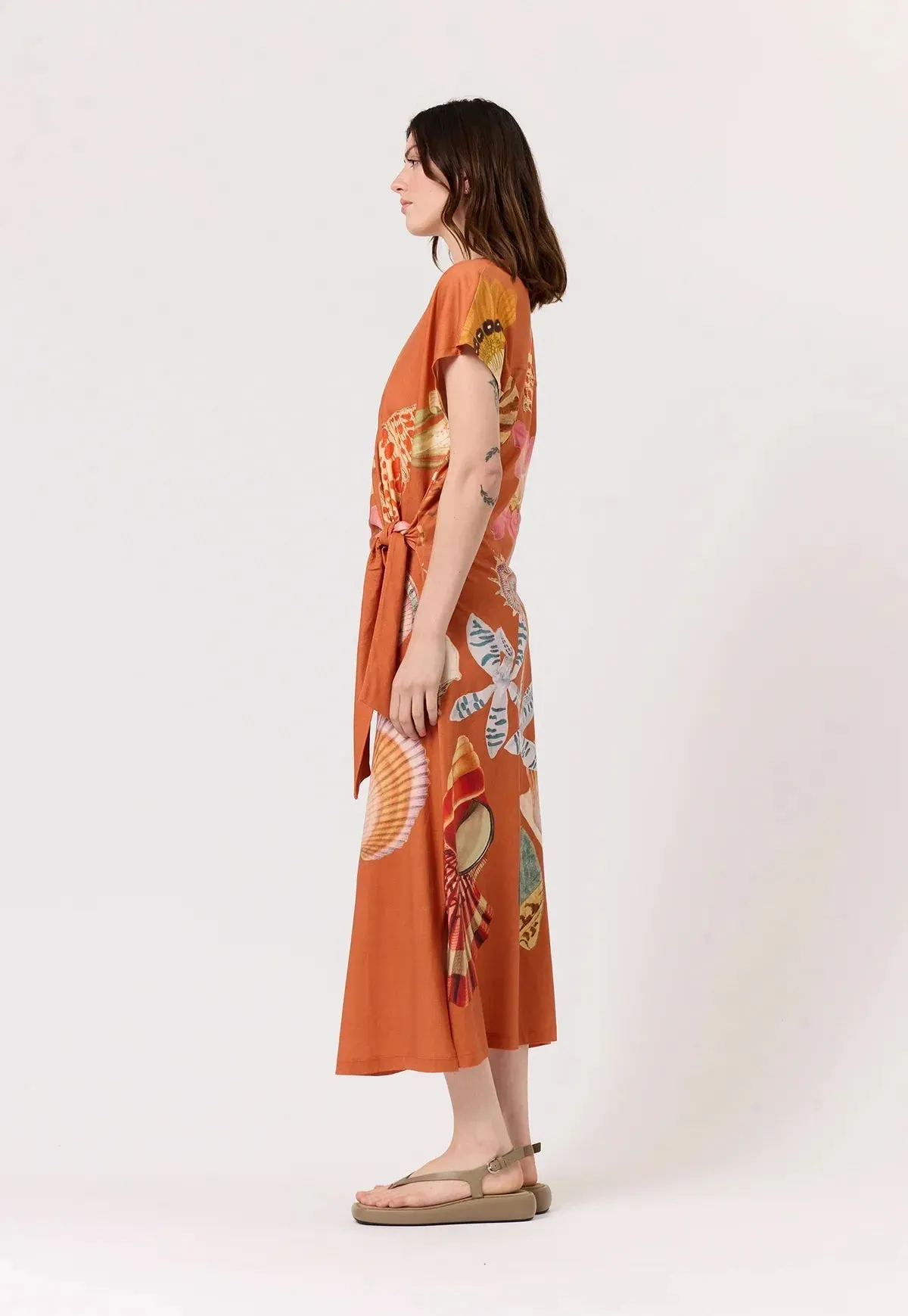 Nancybird Macey Dress in Rust Shell