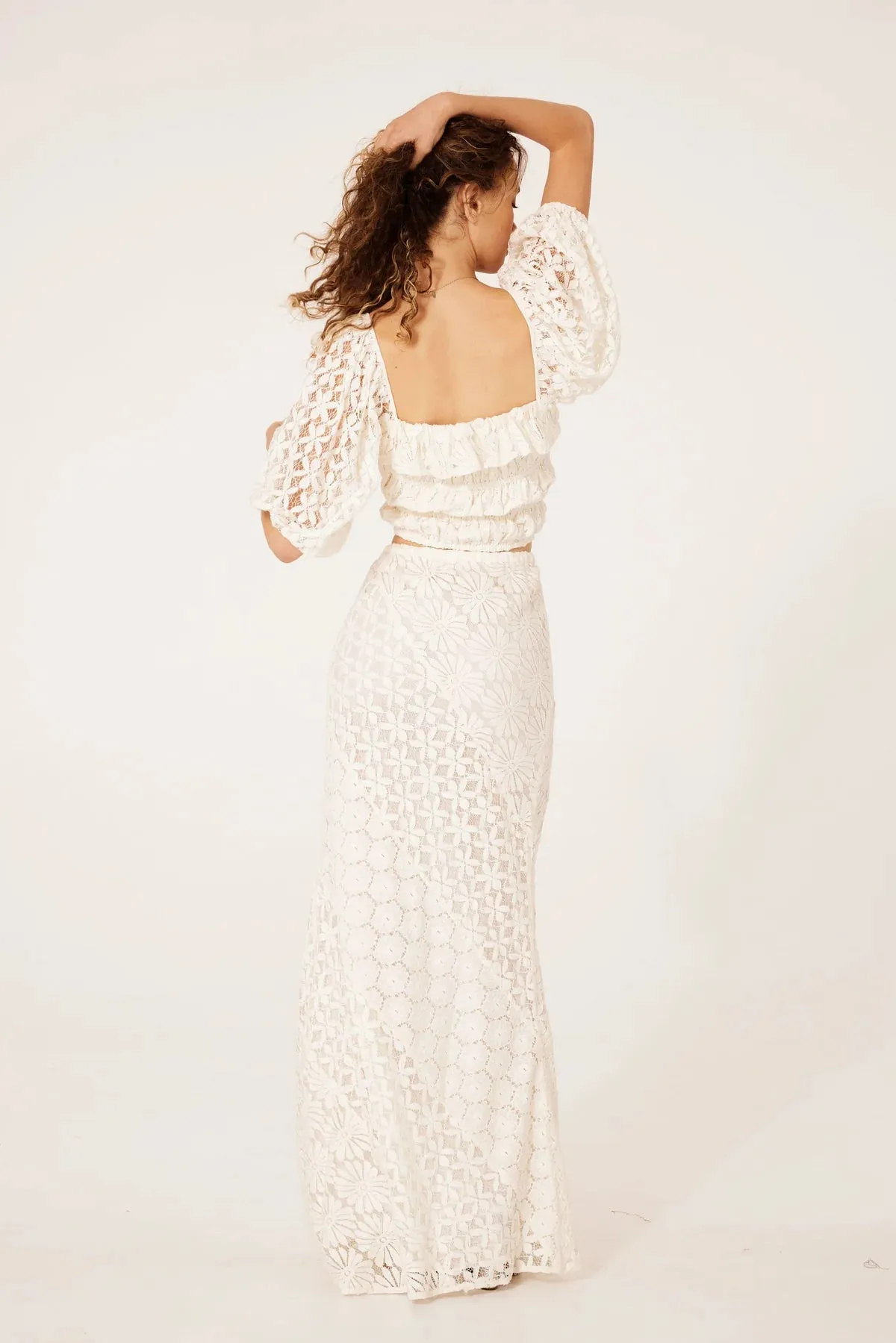 Natural Lace Maxi Skirt