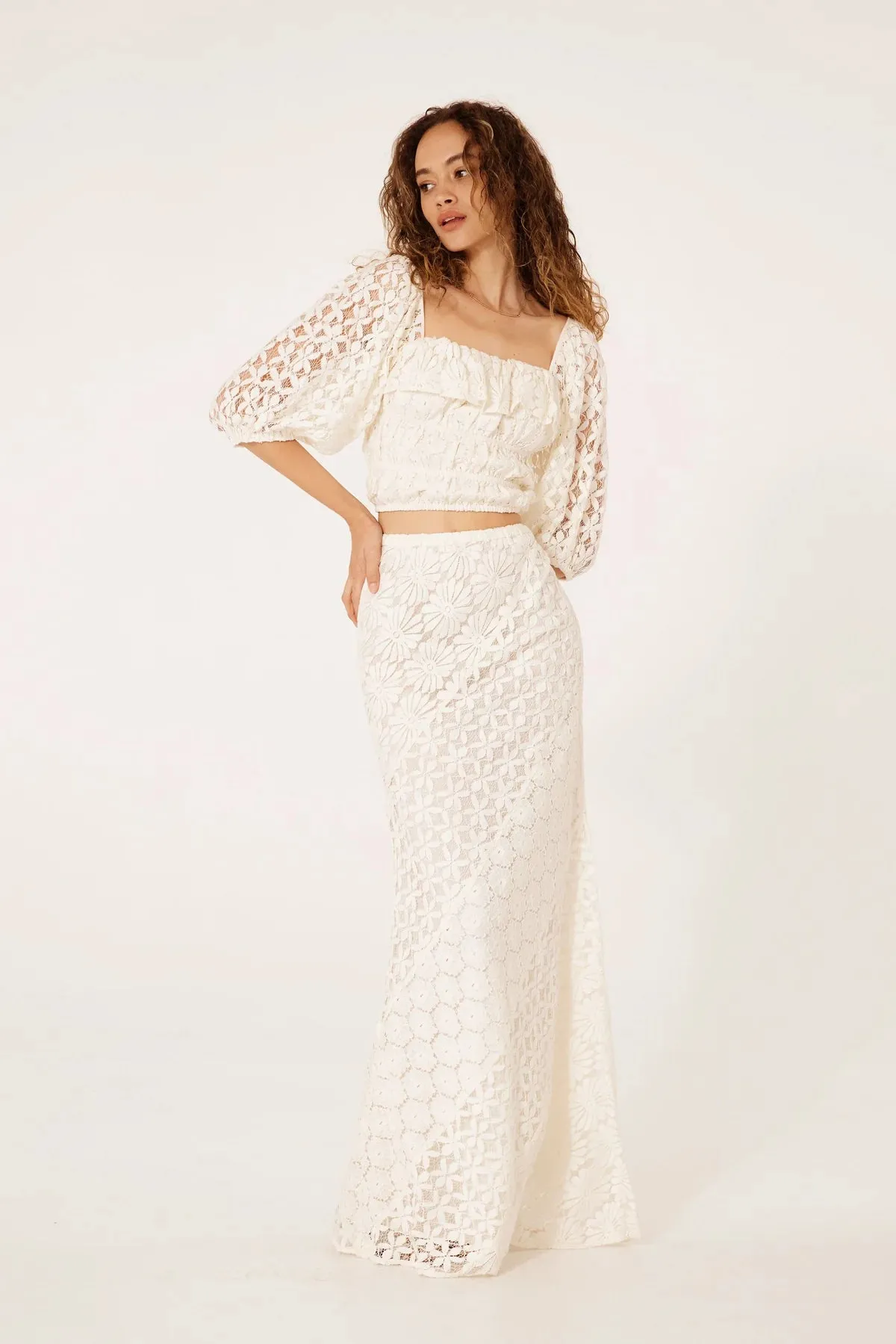 Natural Lace Maxi Skirt