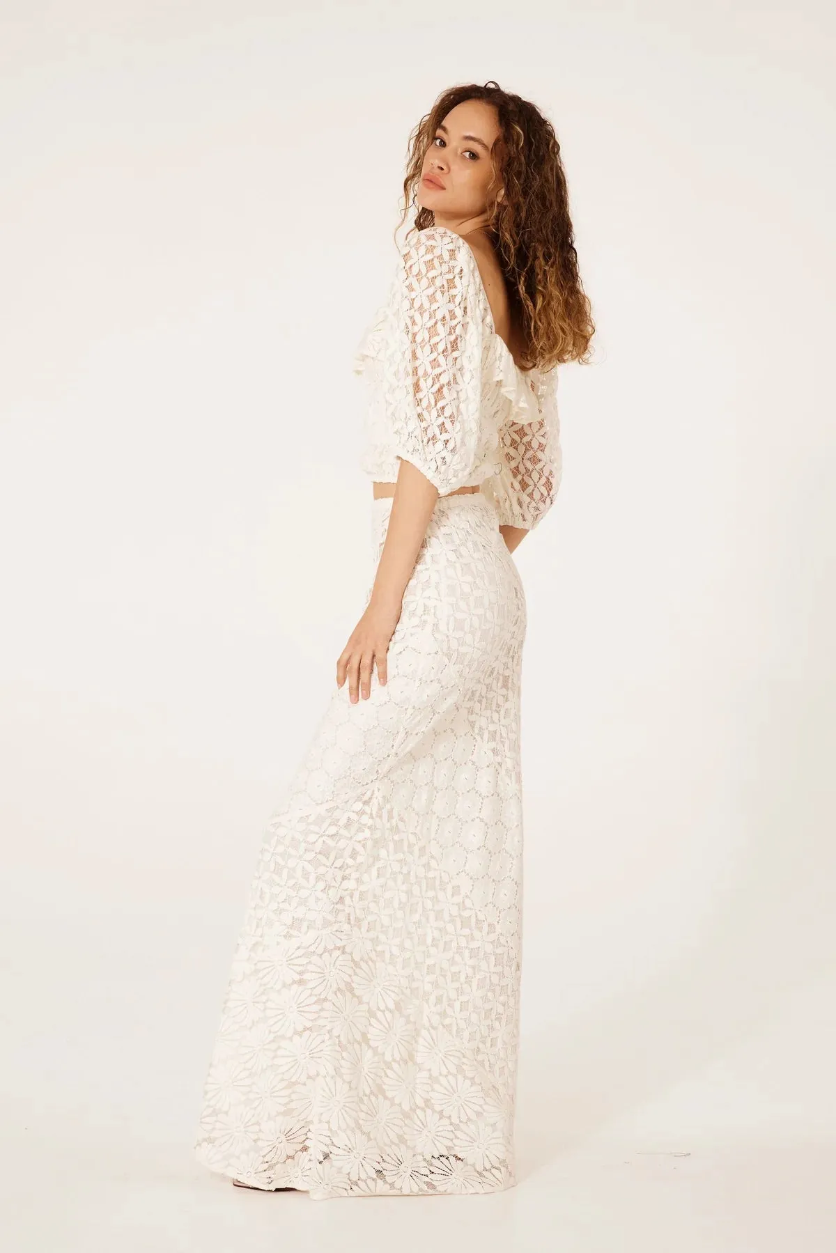 Natural Lace Maxi Skirt