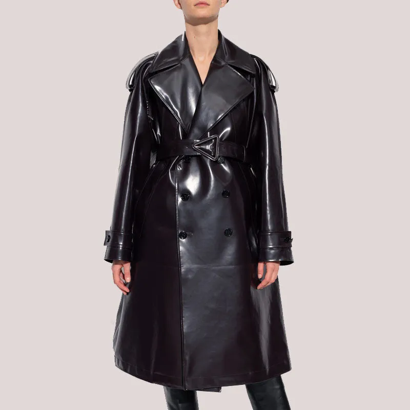 New Premium Stylish Black Trench Leather Long Coat – Rfx Sale