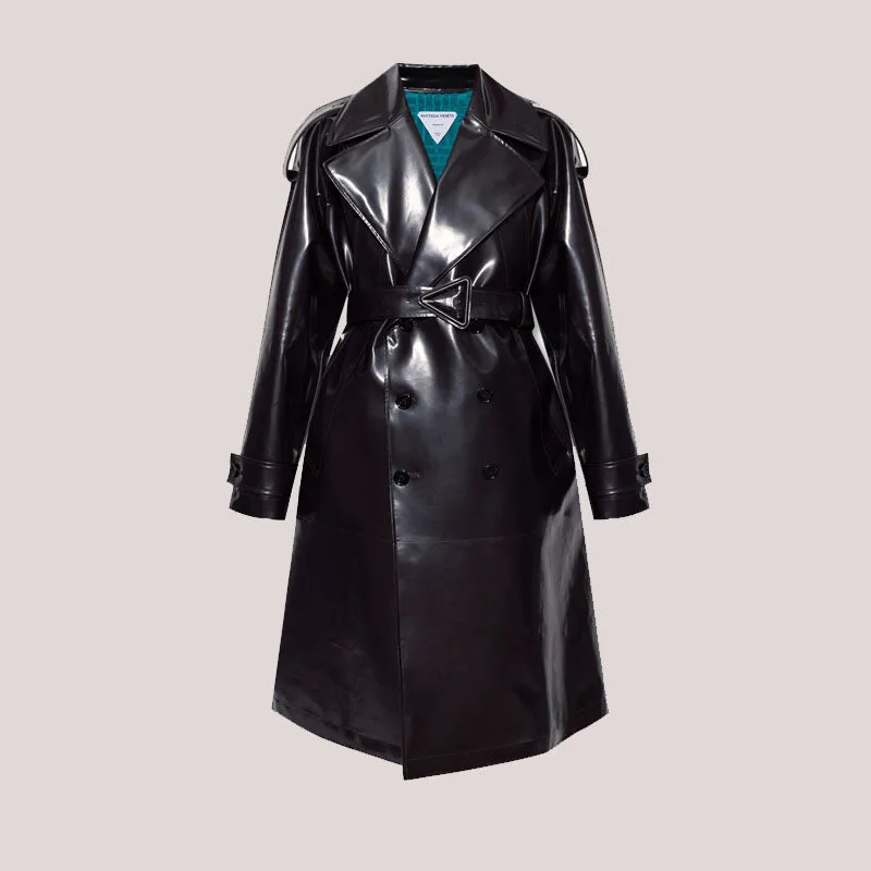 New Premium Stylish Black Trench Leather Long Coat – Rfx Sale