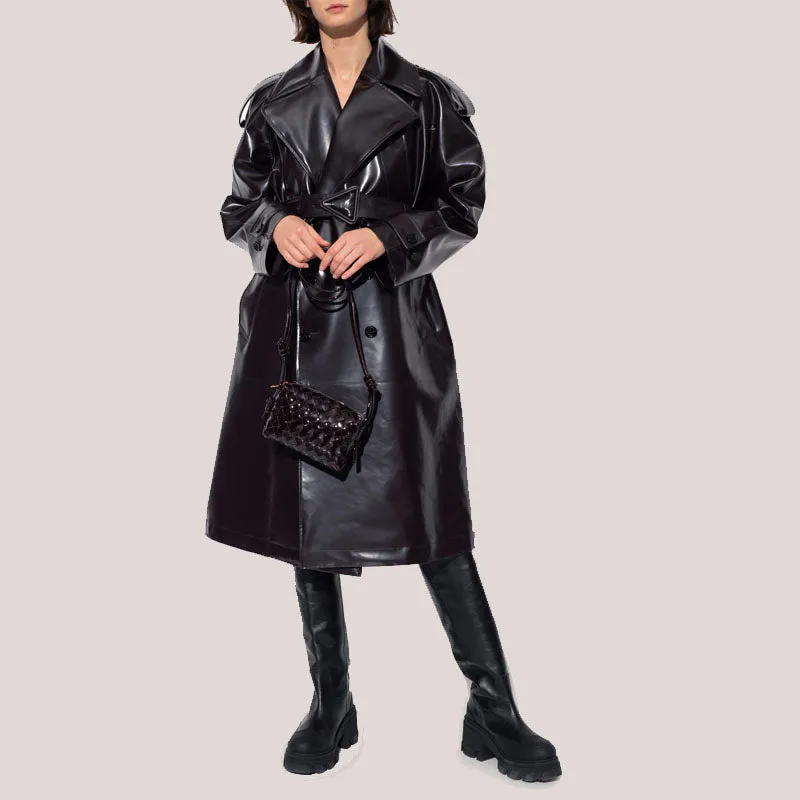 New Premium Stylish Black Trench Leather Long Coat – Rfx Sale