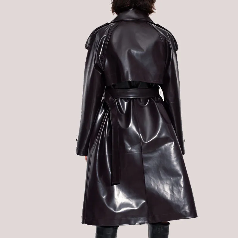 New Premium Stylish Black Trench Leather Long Coat – Rfx Sale