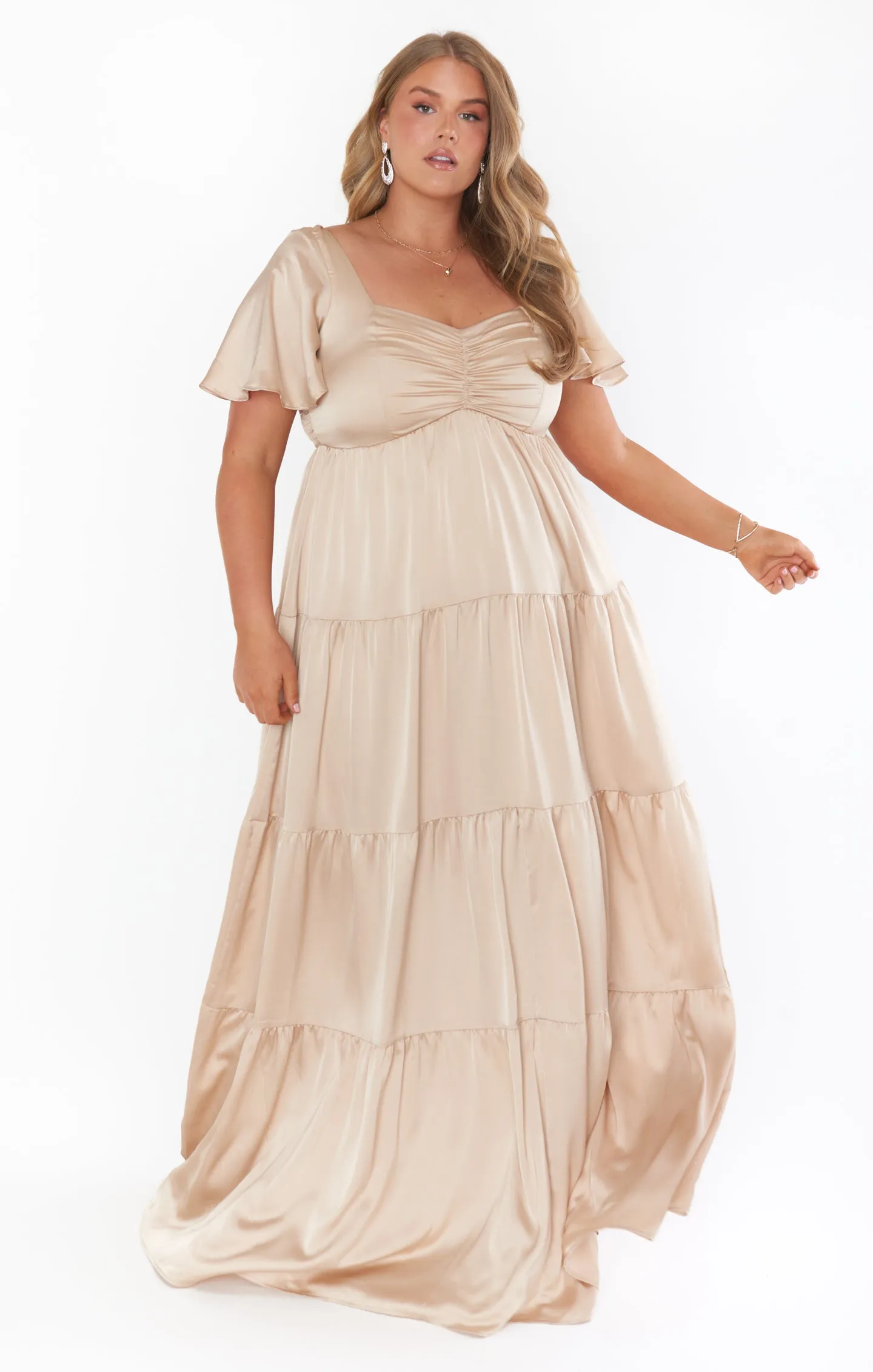 Nicole Maxi Dress ~ Champagne Luxe Satin