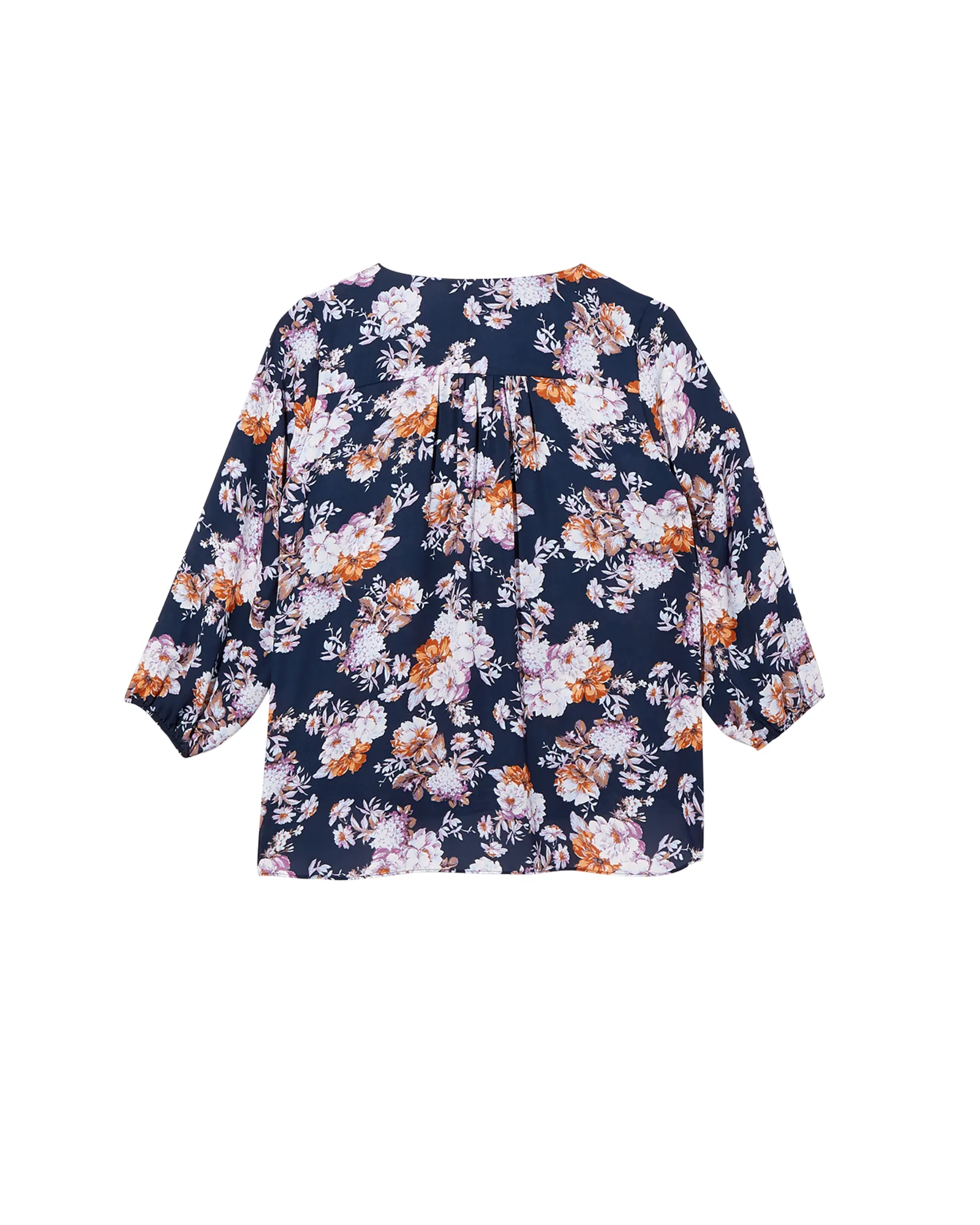 Noeli V Neck Blouse | Navy / Orange