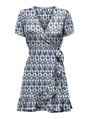 Nova Lux Short Sleeve Marlie Wrap Dress - Ikat Print